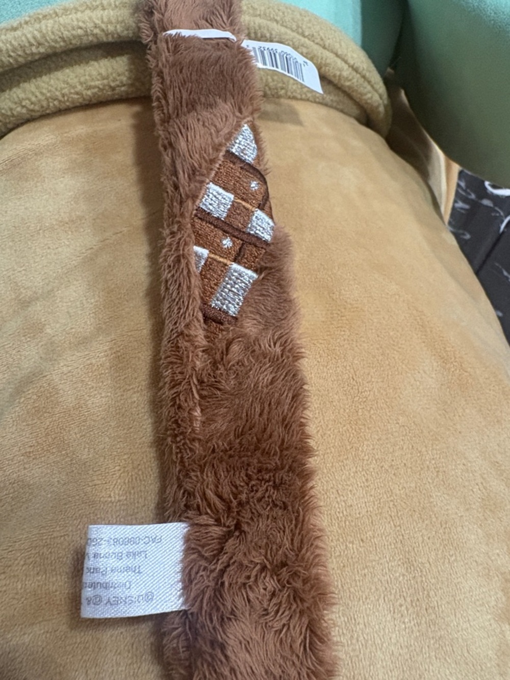 Disney Brown Plush Strap Slap Bracelet with Silver Diamond Stitching